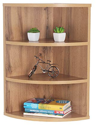 RICOO Eckregal Hängend 60 x 33 x 33 Braun Eiche Wotan, Spanplatte aus Holz, Hängereral WM053-EW, Regal Wand, Bücherregal Eck Wandregal Ecke Küchenregal Wandboard Eckwandregal Schweberegal