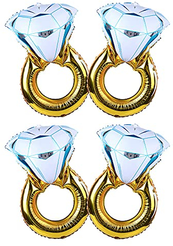 ANCLLO 2Pcs Grande Oro Diamante Anello Foil Palloncino Gonfiabile Decorazione di Nozze Elio Aria di San Valentino Evento Forniture Del