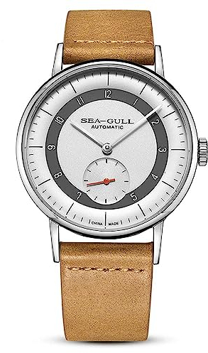 SEA-GULL Seagull Herren-Armbanduhr Bauhaus Automatikuhren mit versunkenem Sub-Zifferblatt, Licht, lässige Uhr für Herren, dunkelgrau, Armband