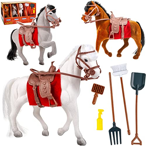 alles-meine.de GmbH Pferd/Spielzeugpferd + Zubehör Verschiedene Modelle & Größen wählbar XL Set: Pferdefamilie mit Stall & Zubehör - Pferd + Fohlen - 16,5 cm hoch passend..