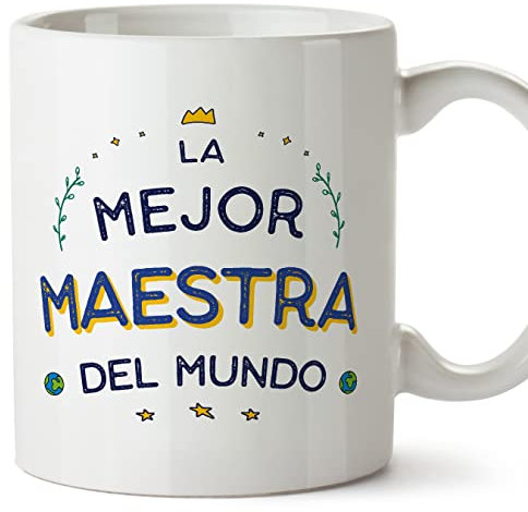 MUGFFINS Tazas para MAESTRA mujer - En Español - Mejor del Mundo - 11 oz / 330 ml - Regalo original y divertido