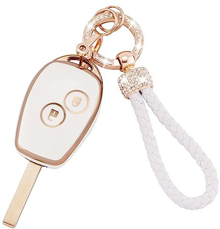 Koaudb Autoschlüssel Hülle Cover Passt für Clio Kangoo Megane Laguna Modus Dacia Twingo Kangoo 2 Tasten Schlüsseletui TPU Schlüsselhülle mit Schlüsselanhänger (Rnl-2R)