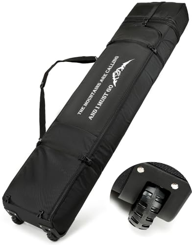 SLINRKE Snowboardtasche mit Rollen - Snowboardtasche für Flugreisen, verstellbare Länge bis 175 cm für Stiefel, Handschuhe, Ski & Zubehör