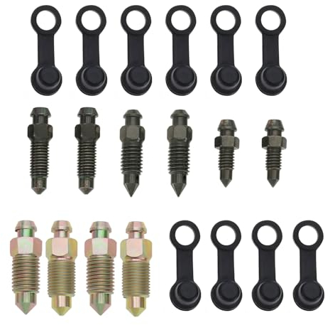 ECSiNG 10 Stück Hohlschraube Entlüftungsschraube M6x1mm M7x1mm M8x1.25mm M10x1mm M10x1.25mm mit Gummikappe für Austausch der Motorrad Bremszylinder Auspuffschraube