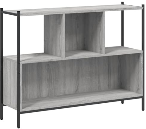 vidaXL Bücherregal, Regal mit viel Stauraum, Bücherschrank Standregal für Wohnzimmer Büro Schlafzimmer, Lagerregal Aktenregal, Grau Sonoma Holzwerkstoff