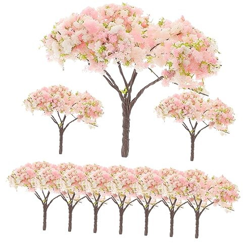 VILLFUL 10pcs Architectural Tree Model Scale Mini Diorama Trees Mini Flowers Trees Bottle Brush Trees Wok Artificial Plants Cherry Blossom Photo Prop Abs Man Cherry Tree Cherry Blossoms