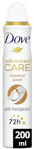 DOVE - Déodorant Femme Advanced Care Noix de coco et fleur de jasmin - Spray Anti-transpirant - Soin des aisselles quotidien - 72h de protection - 200ml