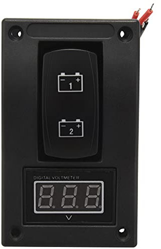 YSBRYD Panel de prueba de bateria doble LED 12-24V Interruptor basculante Voltimetro nautico para barcos 4P NCENDIDO-APAGADO-ENCENDIDO