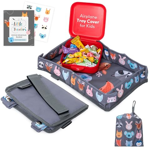 Little Traveler Airplane Tray Table Cover – Universal Fit & Easy Setup – Airplane Tray Cover Kids - Use in Buses, Trains, High Chairs I Plane Travel Essentials for Kids 1-5 Years