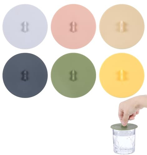 Silicone Lids for Cup, 6pcs Silicone Cup Lids, Food Grade Anti-dust Airtight Seal Lids for Mugs, Tea Cups, Coffee Cups, Multi-Color Design, Microwave and Dishwasher Safe, Includes 6 Colors