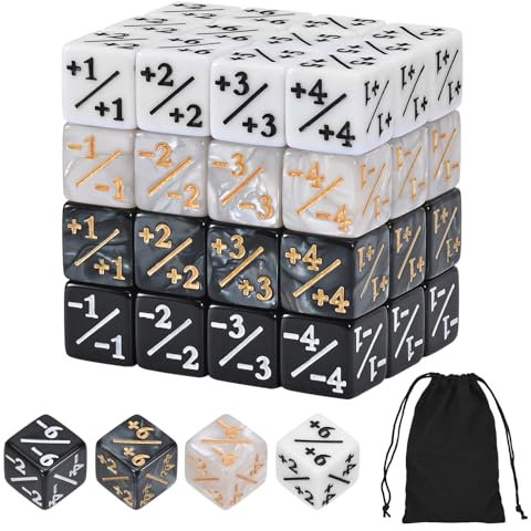 Szaboviktoria 48 Pezzi Dadi Magic,4 Colori Dadi da Gioco con Sacchetti di Stoccaggio,Segnalini Magic D6, Compatibile con MTG, CCG, Accessorio per Giochi di Carte