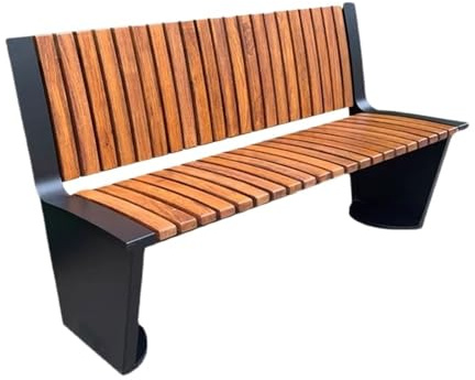 Xilin-872 Gartenbank Parkbank for den Außenbereich mit Rückenlehne, Stahlrahmen und Sitzfläche aus Holz, for Sitzgelegenheiten auf dem Gartenbalkon und der Terrasse Bänke für Garten