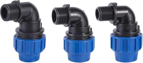 LUbrel Raccord de Tuyau d'eau, 1 pièce, raccord de Tuyau PE 20 mm, 25 mm, 32 mm, coude de réduction de Tuyau d'eau, Filetage mâle 1/2 3/4 1, raccord Rapide(1/2)