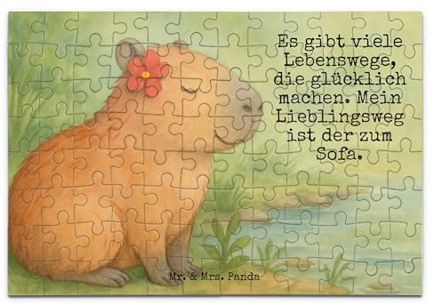 Mr. & Mrs. Panda Puzzle Capybara Blume Design 96 Teile - Geschenk, 1500, 500, 1000, Legespiel, Lustige Sprüche, 2000