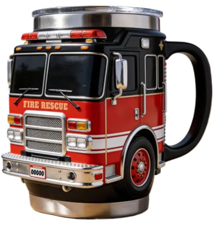 Générique Tasse À Café Amusante - Isotherme en Acier Inoxydable Thème Pompier - Tasse Isotherme De Voyage Pour Café | Pour Thé Chaud Froid Eau Jus Hommes Père Frère Anniversaire Vacances Maison