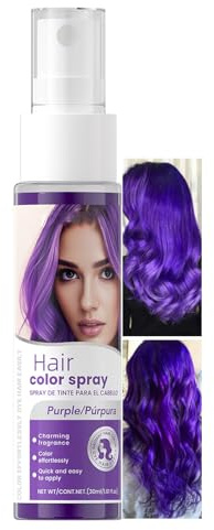 Haarspray Farbe Purple, Temporäre Haarfarbe, Farbiges Hair Dye, Lila Sofort Haarfarbespray, Waschbar Hair Color Spray mit Sanft Formel, Nicht Klebrig Haar Colorationen Halloween Karneval Cosplay Party