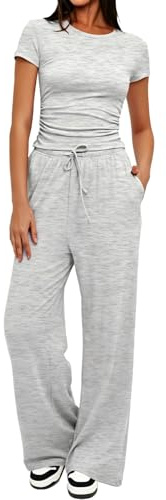 Innfttwo Co Ord Sets for Women UK – Soft Breathable 2 Piece Outfits with Wide Leg Trousers & Pockets, Elastic Waist Lounge Wear for Home, Travel & Daily Wear