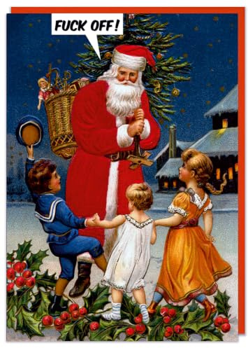 Dean Morris Cards Rude Christmas Card - Santa - Funny Christmas Card - F*** Off Father Christmas