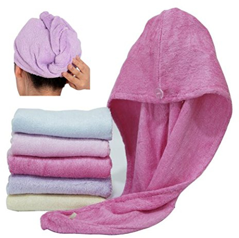 Happyit 1 PCS Hohe Qualität 100% Bambusfaser Weiche Kopf Handtuch Super Magie Absorbierende Haar Trocknen Hut für Frauen Mädchen Dame Bad Dusche (Rose rot)