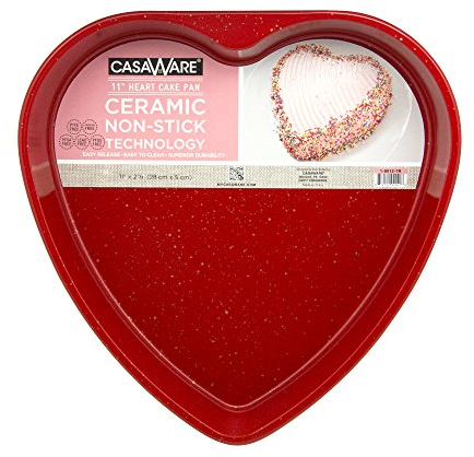 casaware Keramik beschichtet 28 cm Aluminiumguss Herz Pfanne rot Granit