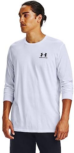 Under Armour Mens Logo Chest Top Long Sleeve Cotton | Super-softer Baumwolle-Polyester-Mix. Rundhalsausschnitt. Langarm. Logoprint auf der linken Brust.