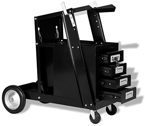 Tidyard Chariot de Soudage avec 4 Tiroirs Se Déplacer Facilement Noir