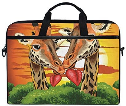 Moyyo Wild African Savanna Giraffes Laptop Bag Laptop Case with 3 Compartment Shoulder Strap Handle Canvas Computer Bag Personalised for Women Men Kids Girls Boys 15 inch