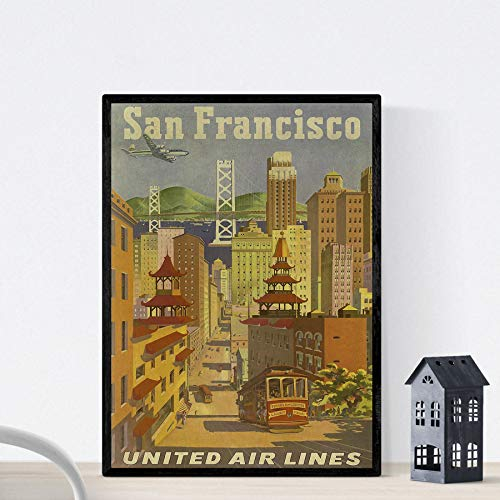 Nacnic Vintage Poster Vintage Poster Amerika. San Francisco City. A4-Format