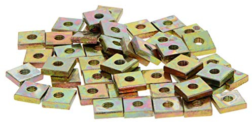 MroMax M3 x 8 x 2 mm quadratische Muttern, Gewindemuttern, Maschinenschraube, Befestigungswerkzeug, Karbonstahl, verzinkt, 50 Stück