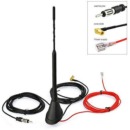 Antenne voiture toit adaptateur SMA, Riloer Antenne DAB voiture antenne SMB adaptateur amplificateur DIN FM AM/DAB + radio combi