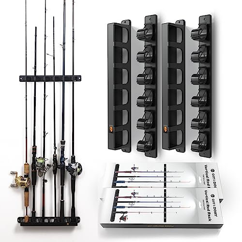 OJYDOIIIY Wall Mount Fishing Rod Holders,Vertical Fishing Pole Storage Rack for Garage 2 Packs