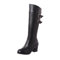 Stivali Donna Fiocco Zip Laterale Rotondo Ginocchio Tacco Quadrato Nudo Stivaletti Casual a Tubo Lungo (40,Nero)