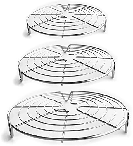 KITCHENATICS Round Cooling Racks for Cooking & Baking, Stainless Steel Steamer Rack, Canning Rack, Cake Cooling Rack - Circle Wire Cooling Rack for Air Fryer, Instapot, Cake Pans - 3PC 7.5, 9, 10.5