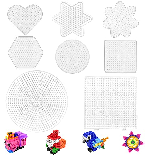 8 Stücke Bügelperlen Steckplatte,Perlenplatte quadratisch,Transparente Steckplatten,Bügelperlen Stiftplatten Set,Perlen Platte Quadrat,Bügelperlen Stiftplatte Transparent,Steckplatten Set