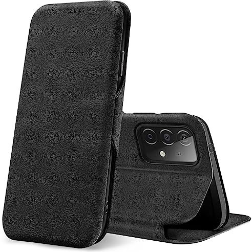 CoolGadget Klapphülle für Samsung Galaxy A52 / A52 5G / A52S 5G, PU Leder, Kartenfach, Magnetverschluss, Standfunktion, Rundumschutz - Schwarz