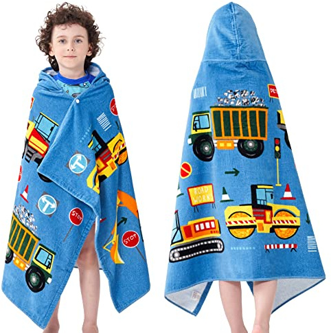 Bavilk Kids Bath Towels, Kids Towel Girls Boys Hooded Beach,Bathroom,Pool Swim Towels 30 × 50 INCH Large Size Ultra Absorbent Cute Cartoon Animal Full Vitality 100% Cotton Wearable Wrap for Child