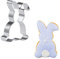 KOHMUI Molde para galletas con forma de conejo, 1 pieza de molde de Pascua, grande, conejos de Pascua, cortadores de galletas formas para hornear, de acero inoxidable para galletas