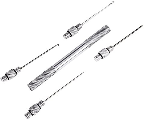 IRYNA Baiting Needle 4 in 1 Carp Fishing Stainless Baiting Tool Set Aluminum Alloy Baiting Needles Fish Drill Tackle Baiting Rig Tool Needle for Bait
