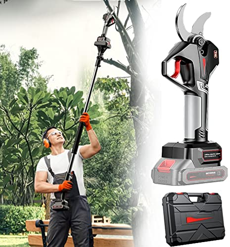 Vrseis Ciseaux de Jardinage Sécateur Électrique avec sur Perche Coupe Branche Cisailles de Jardin Diamètre de Coupe de 50mm avec 2 Batterie de Secours