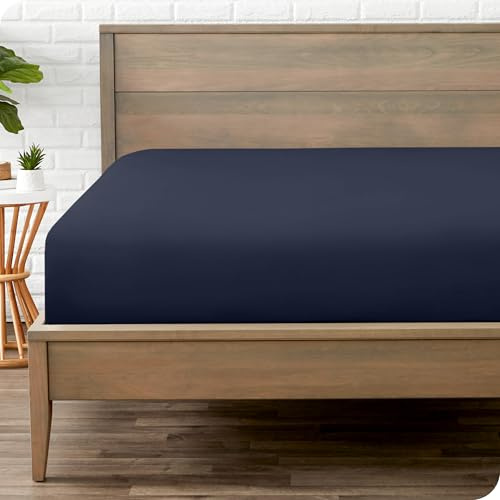 Bare Home Fitted Bottom Sheet - Premium 1800 Ultra-Soft Microfibre - Ultra-Soft Wrinkle Free - Deep Pocket - 35 CM Deep - Emperor Fitted Sheet (Midnight Blue)