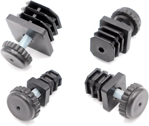 2X Gewindestopfen 30x30mm Einsteckbuchse für Vierkantrohr mit Stellfuß Schraub Fuß, quadratisch, Kunststoff, schwarz