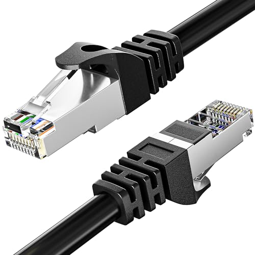 Cable Ethernet 5 Metros, Cat 6 Cable de Red Exterior FTP Blindado Cable a Granel Rj45 Network Cable Negro Cable Internet Alta Velocidad Cable Lan 250MHz Cabo de Rede para Enrutador Módem