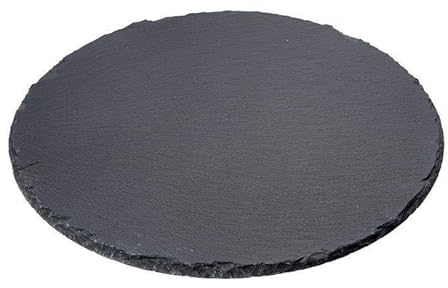 Sandra Rich GmbH Schiefer-Servierplatte. Rund 30 cm. Schieferplatte Serviertafel Serviertablett Servierteller Käseplatte Brotzeitbrett