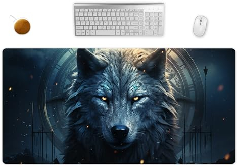 Mauspad XXL - Gothic Wolf Schreibtischunterlage - Fantasy Gaming Mousepad Groß - Schreibtisch Matte In 2 Größen (3, 60x35cm)