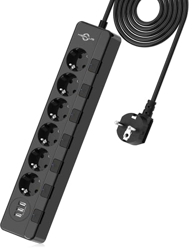 Steckdosenleiste mit USB überspannungsschutz(4000W 16A),KEPLUG 6AC Mehrfachsteckdose Steckdosenleiste mit 3 USB,Steckdosenleiste einzeln schaltbar wandmontage kindersicherung,Steckdose mit USB