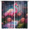 COALHO Vorhang mit tropischen Wildtieren, Flamingo-Vorhang, Fantasie, Geheimnis, Frühling, Blumen, Schmetterlinge, Flamingos, Fensterbehandlungen, wärmeisoliert, mit Stangentaschen,