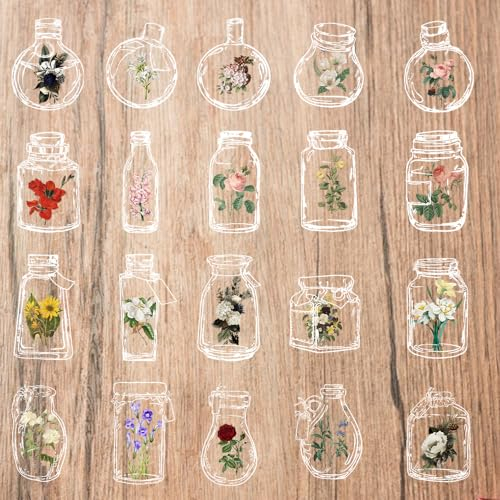 SLTAXAR 120 Stück Transparent Trockenblumen Lesezeichen Transparente Lesezeichen Getrocknete Blumen Durchsichtig Lesezeichen DIY set Blumen Glaswaren Aufkleber Bookmark für selbstgemachte Lesezeichen