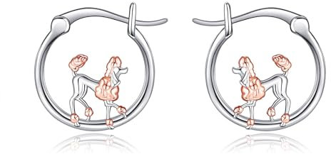 Pudel Hoop Ohrringe Sterling Silber 925 Pudel Hunde Ohrringe Süßes Schmuck Geschenk für Frauen Mädchen
