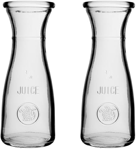 KADAX Karaffe ohne Deckel aus Glas, Universelle Wasserkaraffe, Wasserkrug, Glaskanne, Getränkekaraffe, Kanne für alle Arten von Säften, Weinkaraffe (250 ml 2 Stücke)