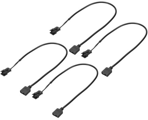 PATIKIL 5V 3 Pin to SM3P Male Splitter Cable, 4 Pcs PWM Fans RGB Power Cord ARGB Extension Connector Plug for Computer Chassis Motherboard, Black